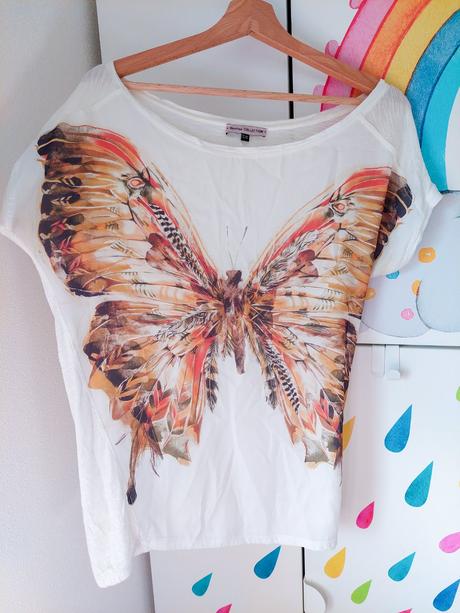 Tricko butterfly motyl oversize, bershka,m