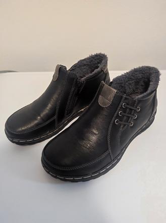 Kožené poltopánky s kožušinou, 37