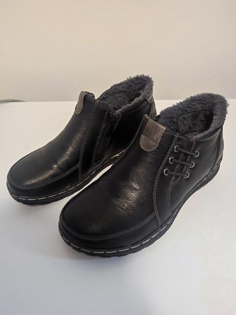 Kožené poltopánky s kožušinou, 37