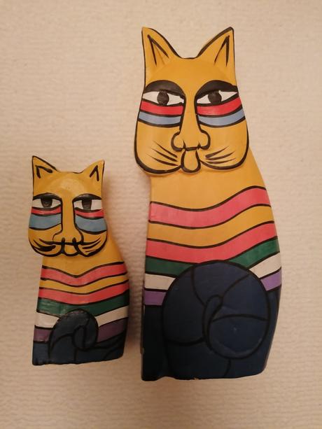 Mačky 2ks drevo,