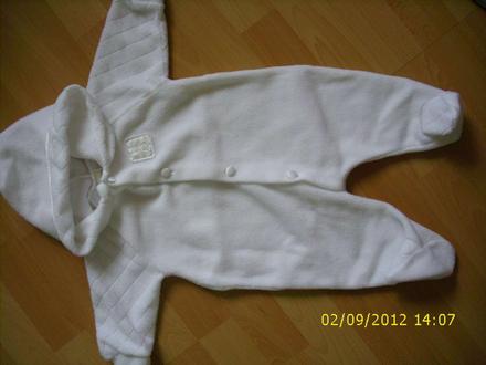 Snehobiely flísový overálik na zimu s kapucničkou , 62