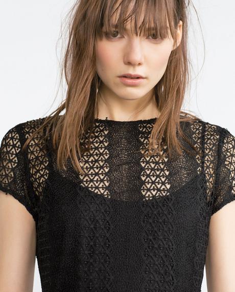 Zara čierne šaty z guipur krajky so spodničkou, zara,36 / s