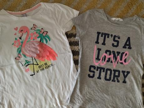 Tričká plameniak a nápis 146/152, h&m,146