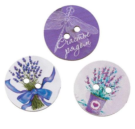 Drevené gombíky - provensálsky motív ,