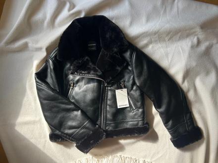 Čierna zimná kožená bunda bershka, bershka,m