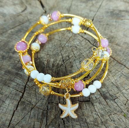 Náramok z minerálov pre znamenia rak,ryby,vodná, 