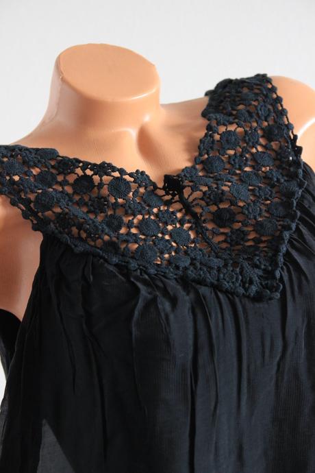 Čierny hodvábny top, s/m, s