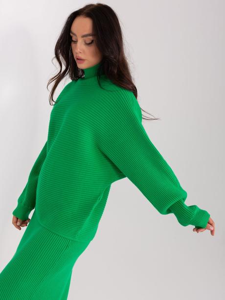 Dámsky pulover s rolákom v sivej a zelenej,