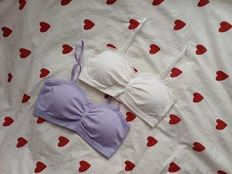 2ks podprsenka bez kostíc,biela a lilac, primark,l