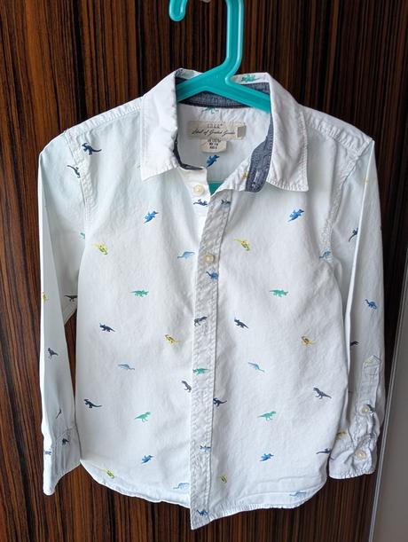 Biela košeľa s dinosaurami 116, h&m,116