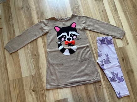 Predlzeny pulover, c.110/116 + zadarmo leginy, h&m,110