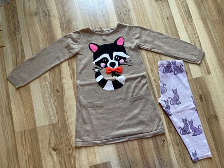 Predlzeny pulover, c.110/116 + zadarmo leginy, h&m,110