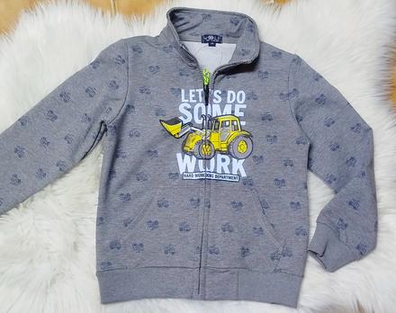 Detská mikina traktor sivá na zips, 68 - 134