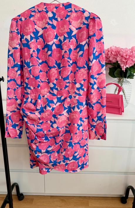 Luxusné kvetinové šaty crās modro-ružové, 36