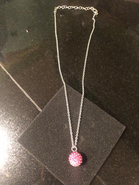 Retiazka s príveskom, ružová gulička, swarovski, swarovski