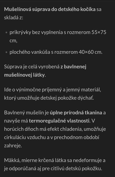 Mušelínová súprava do kočíka,