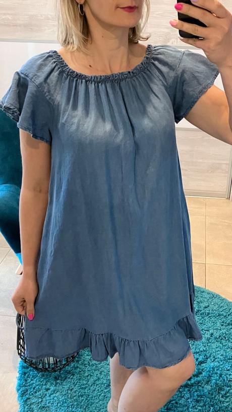 Dámske rifľové šaty s volánmi, l / m / s / xl