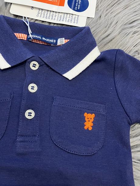 Chlapčenské body s vreckami a macíkom (0-3 mes.), original marines,56