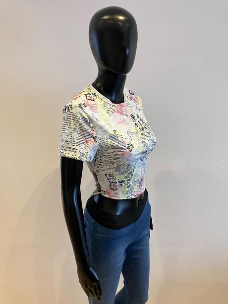 Farebné crop tričko bershka (l), bershka,l