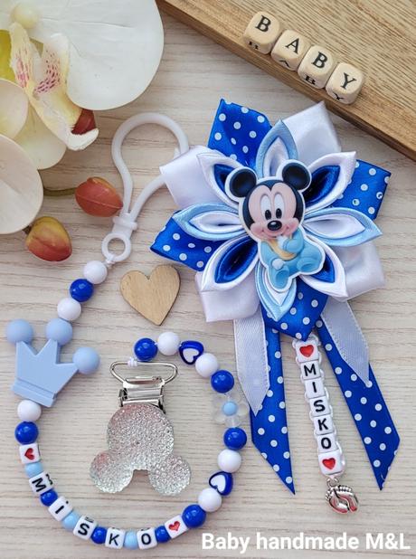 Šnúrka na cumlik a mašla na kočík disney,