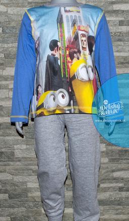 Pyžamo chlapčenské mimoni dlhý rukáv modro-šedé, 98 / 116 / 128