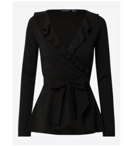 Čierna blúzka boohoo s výstrihom 36-38, 36