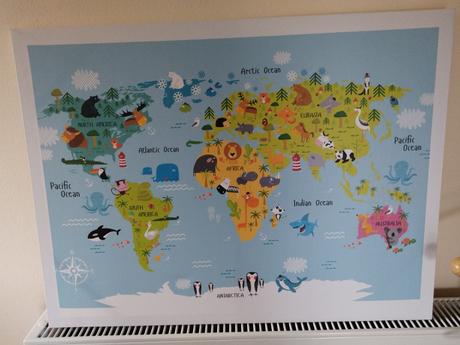Detsky obraz/plátno mapa so zvieratami, 