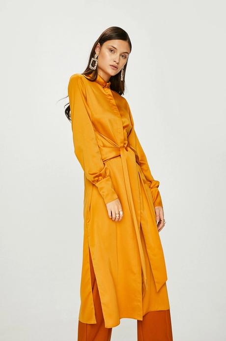 Medovozlatohnedé,jantárové satén. šaty answear,vm, m