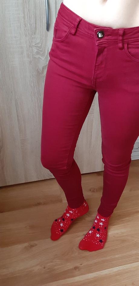 Elastické bordové rifle zara, zara,34