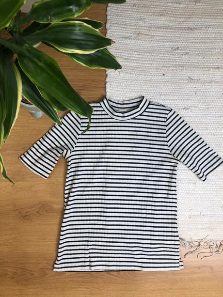 Pásikavé čiernobiele tričko, h&m,xs