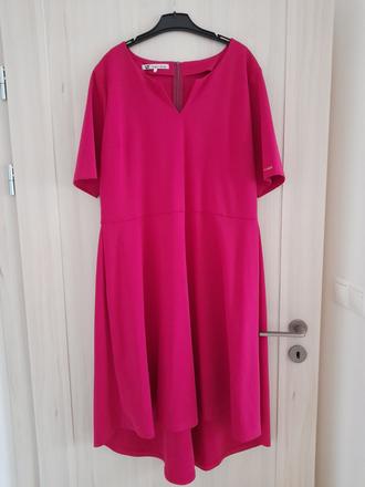 Cyklámenové šaty s vreckami, herma,46