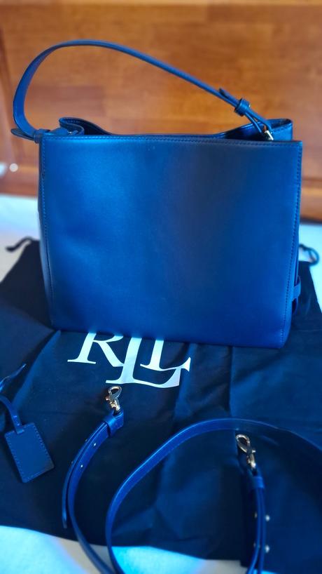 Modrá kožená kabelka ralph lauren, ralph lauren