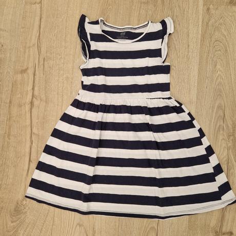 Šaty hm bavlnené bielo-modré, h&m,116