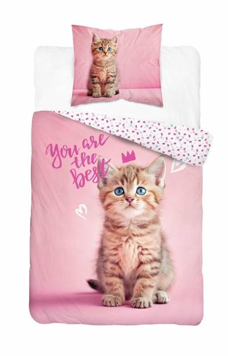 Obliečky 140x200 mačiatko ružové best - skladom, šírka (cm): 140,dĺžka (cm): 200