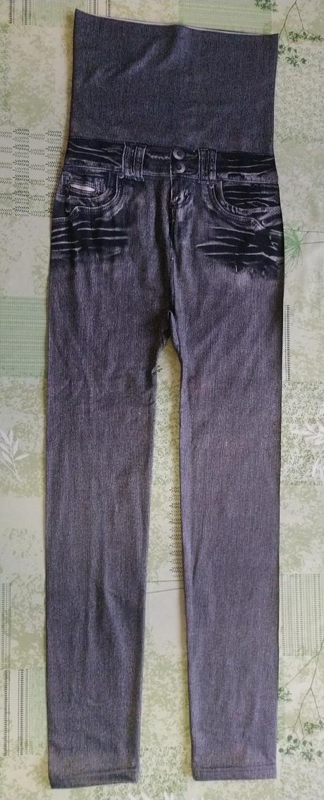 Dámske sivé slim jeggingsy, vysoký pás, s/m, m