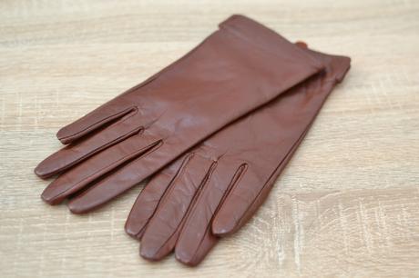 Hnedé kožené rukavice s, h&m,s