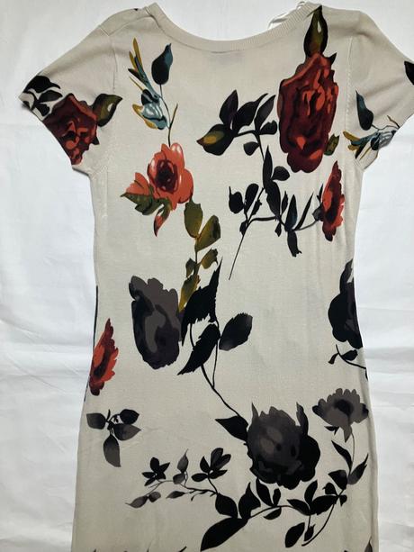 Floral bodycon šaty / elegantné béžové šaty s kvet, l