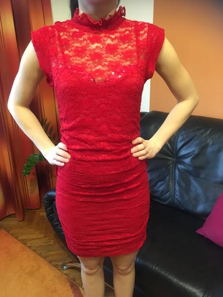 Čikované červené šaty missq, s