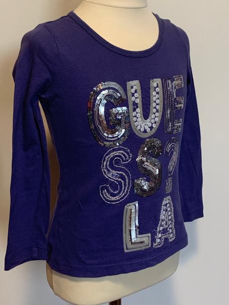 Guess fialové tričko s nápisom, guess,110