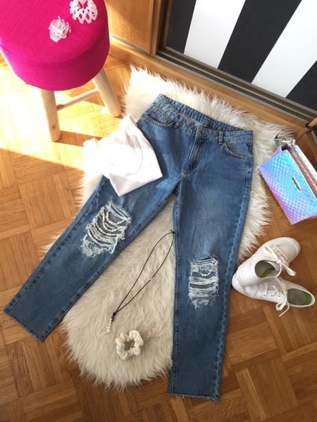 Perlickove potrhane rifle, calzedonia,xs