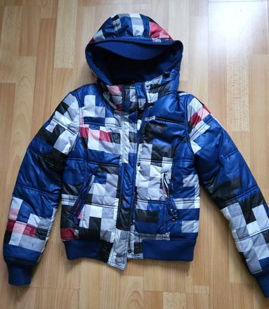 Detska modra zimna bunda s kapucnou, only,s