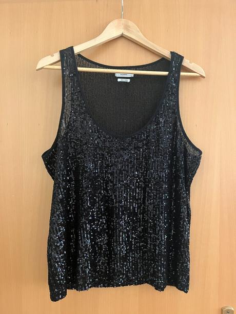 Trblietavý čierny top reserved xl, reserved,xl