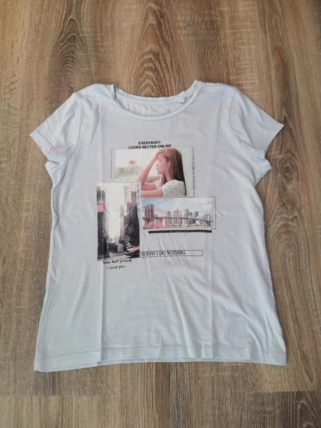 Bledomodre tricko 146-152, c&a,146