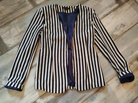 Pásikavé tmavomodré sako veľ.38, gate,38