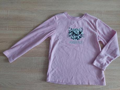 Fleesové dievčenské tričko s mačičkou veľ.134, primark,134