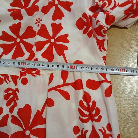 Bielo-červené kvetované dlhé šaty, f&f,48