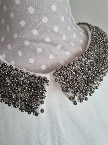 Biela blúzka s korálkami na golieri orsay veľ. 38, orsay,38