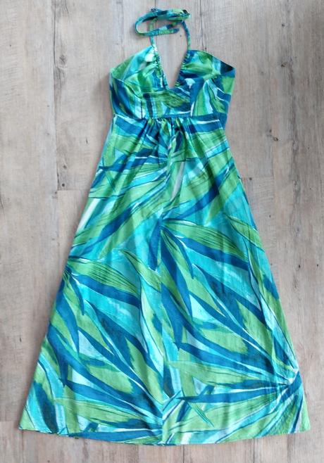 Modrozelené dlhé letné šaty, h&m,s