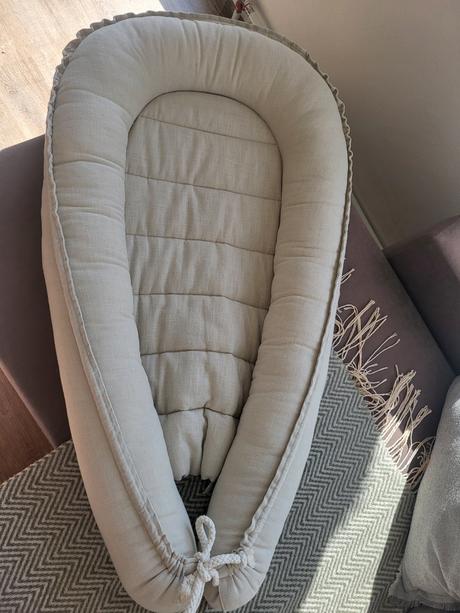 Ľanové hniezdo natural béžová rust baby dizajn, šírka (cm): 30,dĺžka (cm): 70