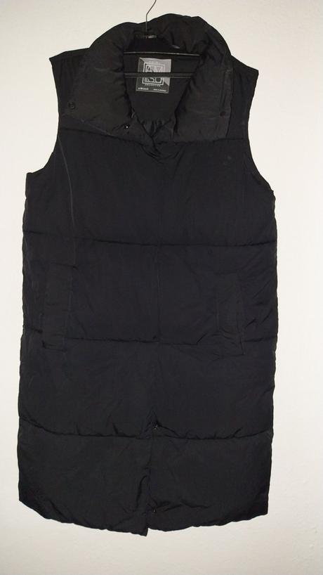 Dlhá čierna prešívaná vesta, amisu,m